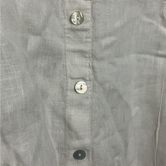 Lagenlook 100% Linen Short Sleeve Tunic Top Button Back Lagom Minimalist M - Picture 6 of 7